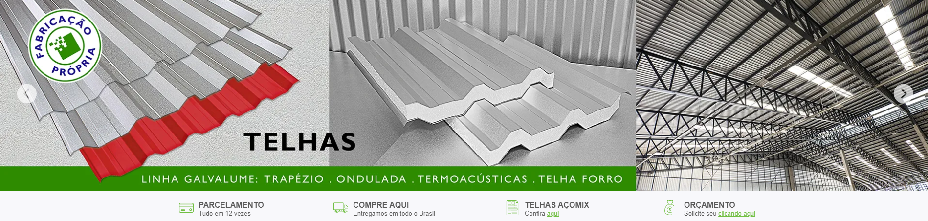 Telhas Galvalume — Trapézio, Ondulada, Termoacústicas, Telha Forro